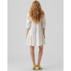 Tunique Regular Fit Col rond Manches 3/4 Court blanc en coton