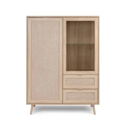 Vaisselier 2 portes 2 tiroirs Impression Rotin BALI