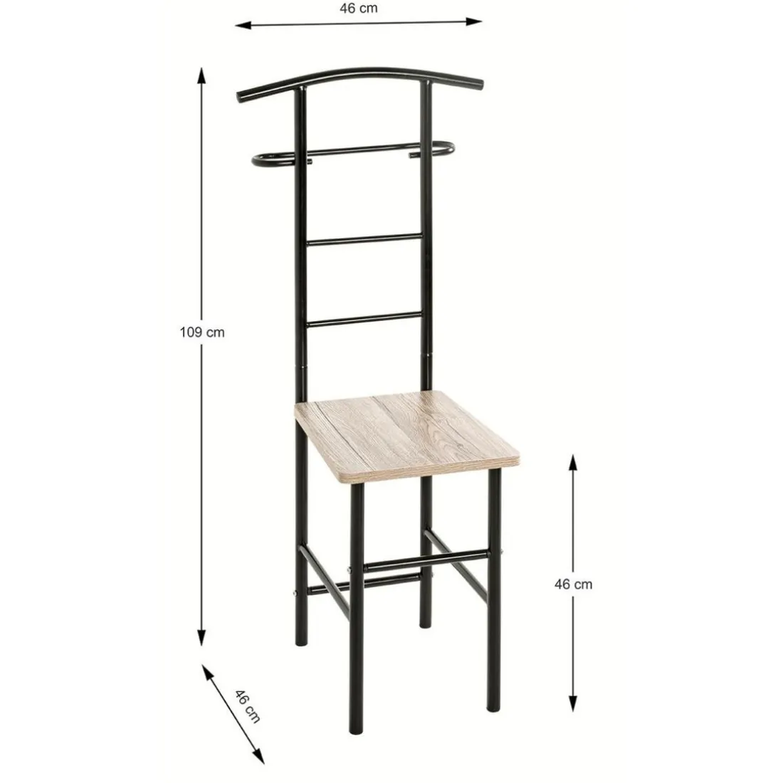 Valet de chambre noir et assise en décor chène San Remo