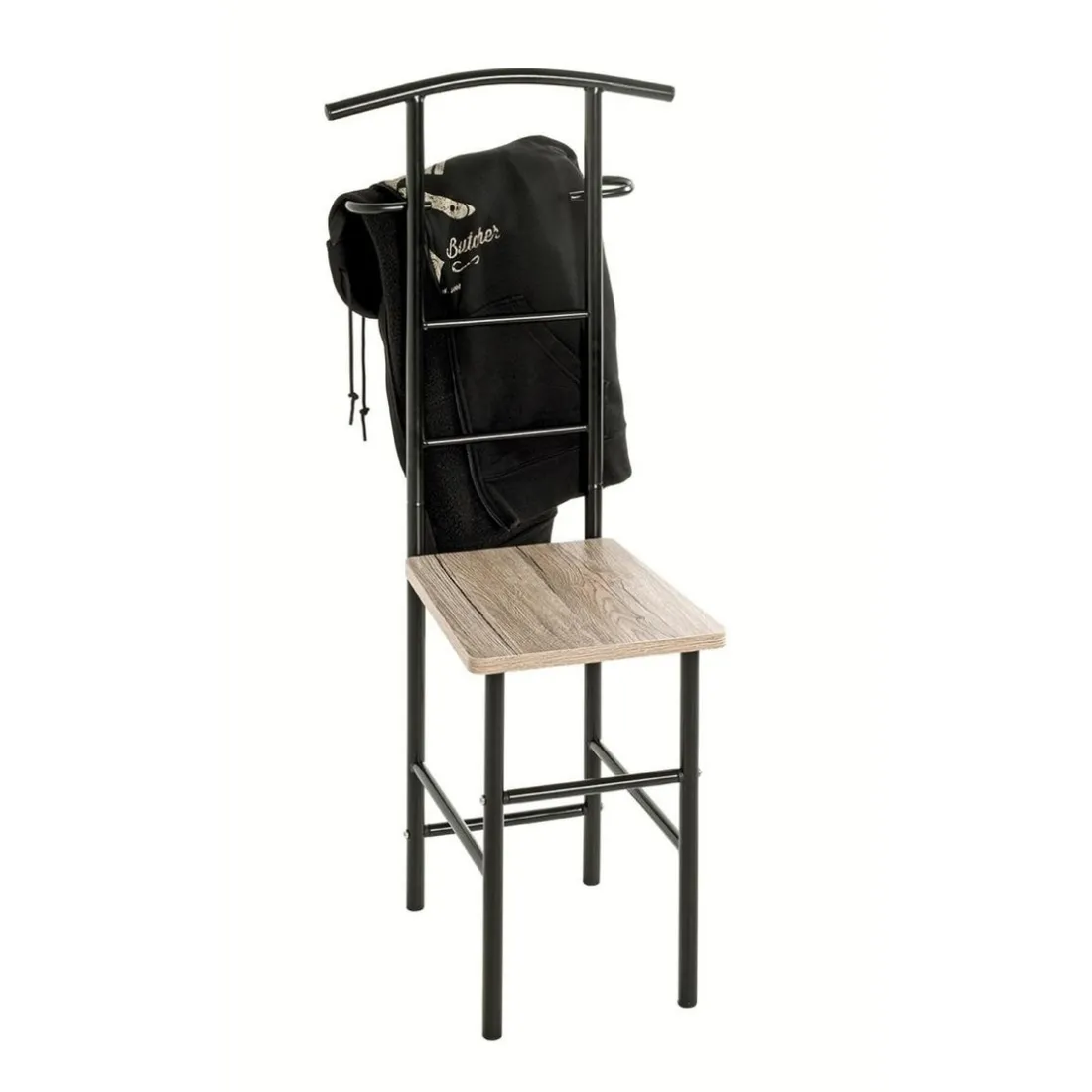 Valet de chambre noir et assise en décor chène San Remo