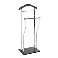 Valet de chambre tube en acier chromé cintre laqué noir