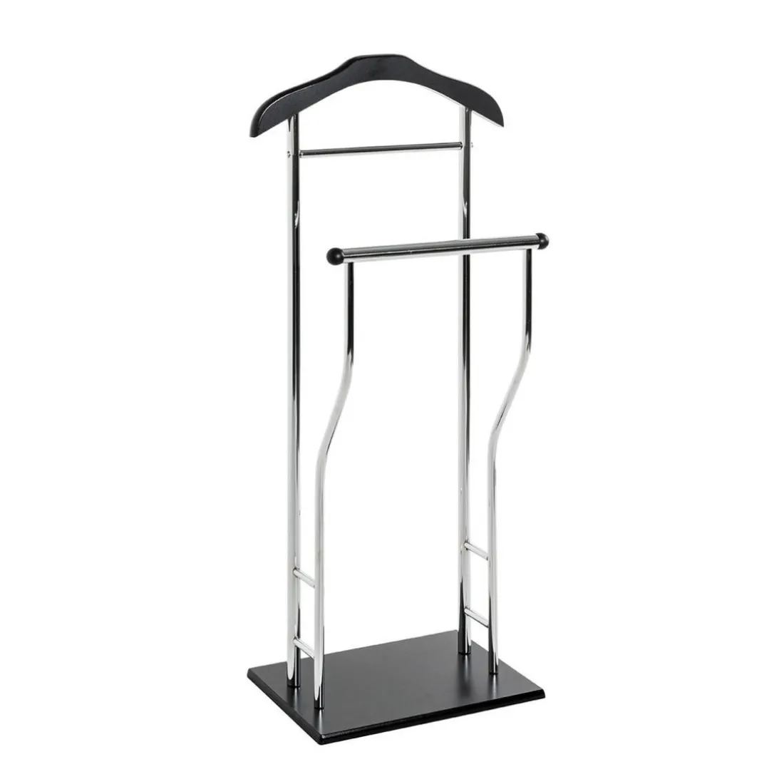 Valet de chambre tube en acier chromé cintre laqué noir