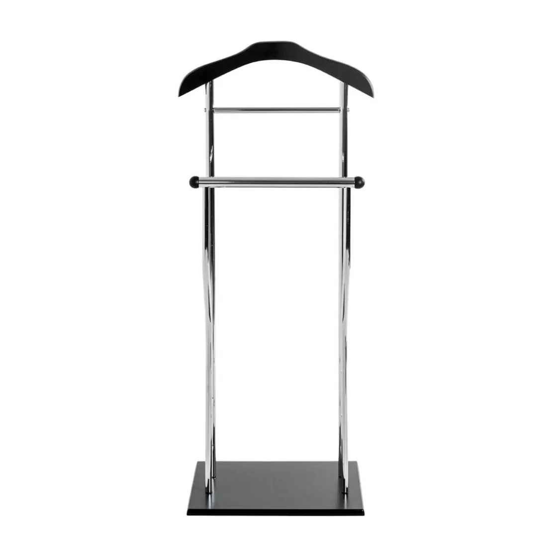 Valet de chambre tube en acier chromé cintre laqué noir