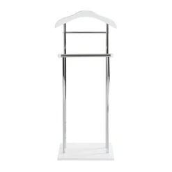 Valet de chambre tube en acier chromé cintre laqué blanc