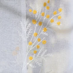 Vd paire voilage en etamine 60x120 brodee MIMOSA - jaune