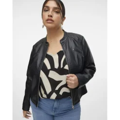 Veste à fermeture en viscose noir Isla