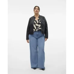 Veste à fermeture en viscose noir Isla