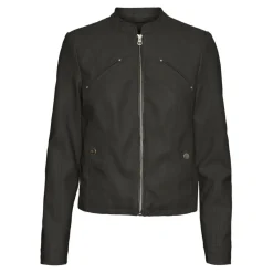 Veste à fermeture en viscose noir Isla