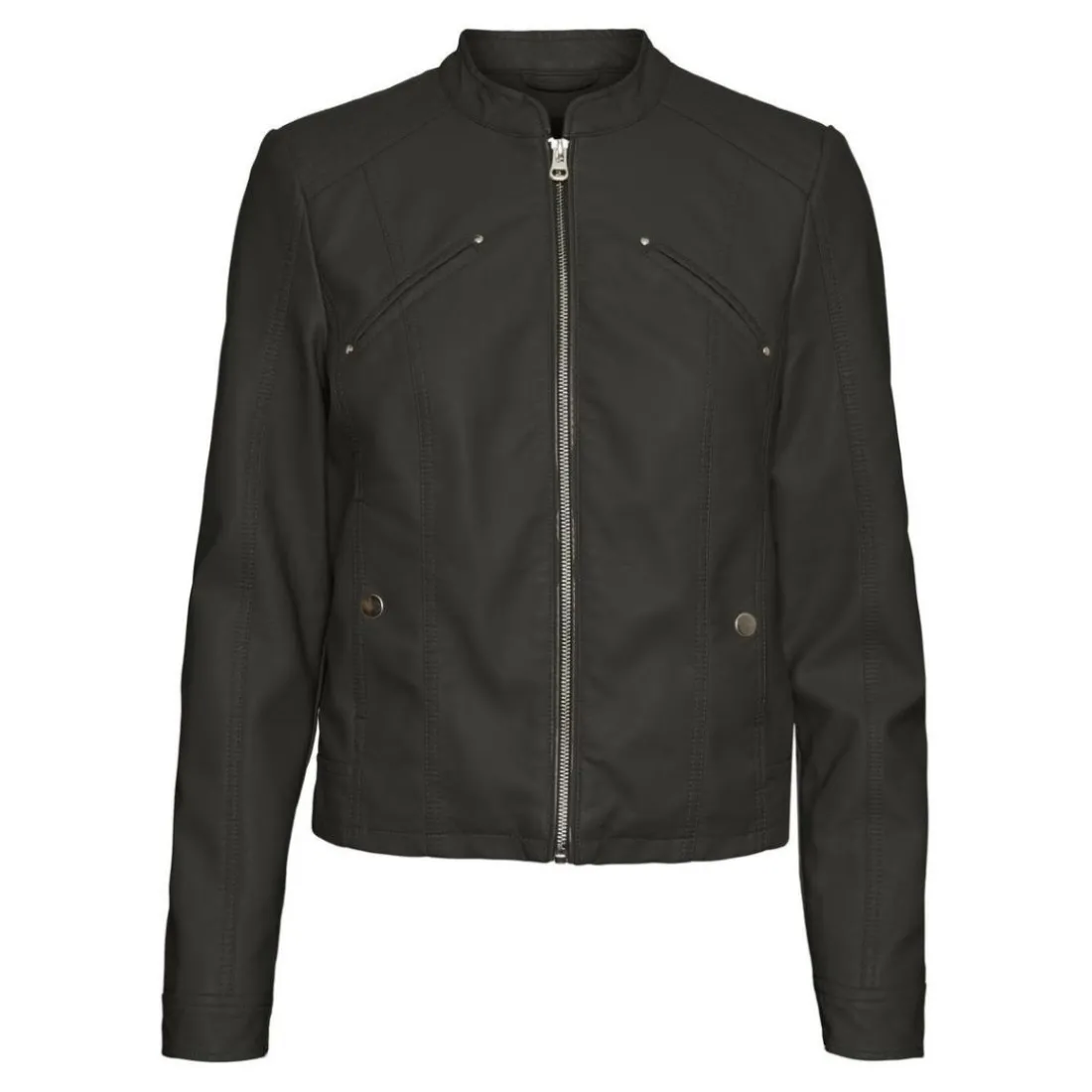 Veste à fermeture en viscose noir Isla