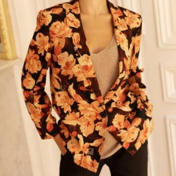 Veste à fleurs Anita orange en viscose