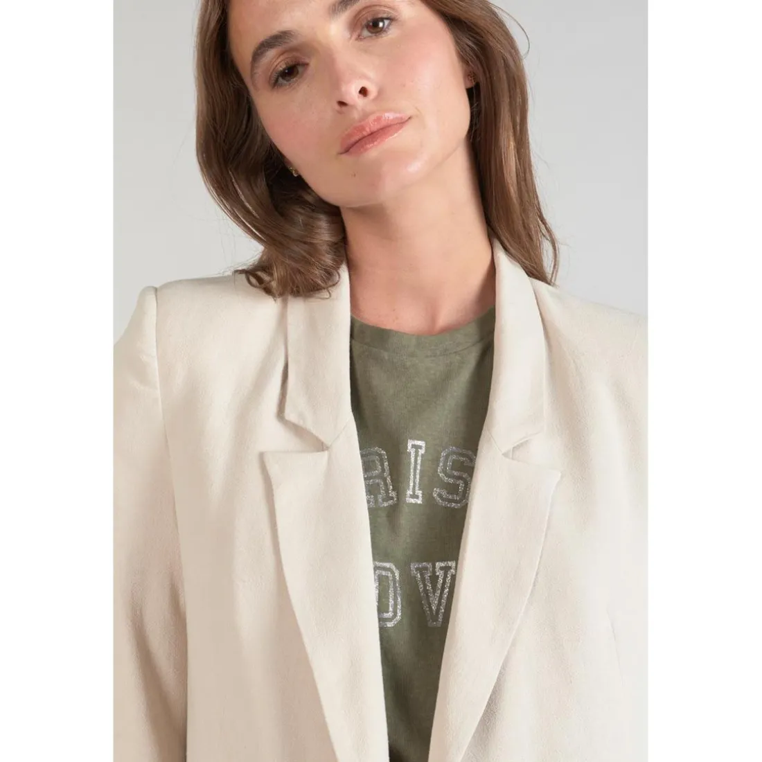 Veste blazer Bek sable blanc en coton