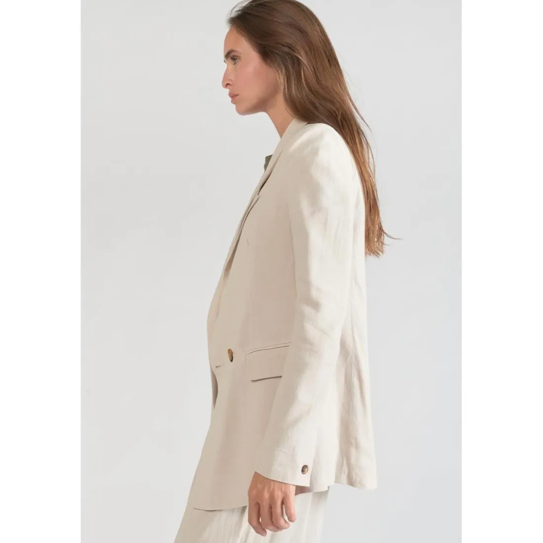 Veste blazer Bek sable blanc en coton