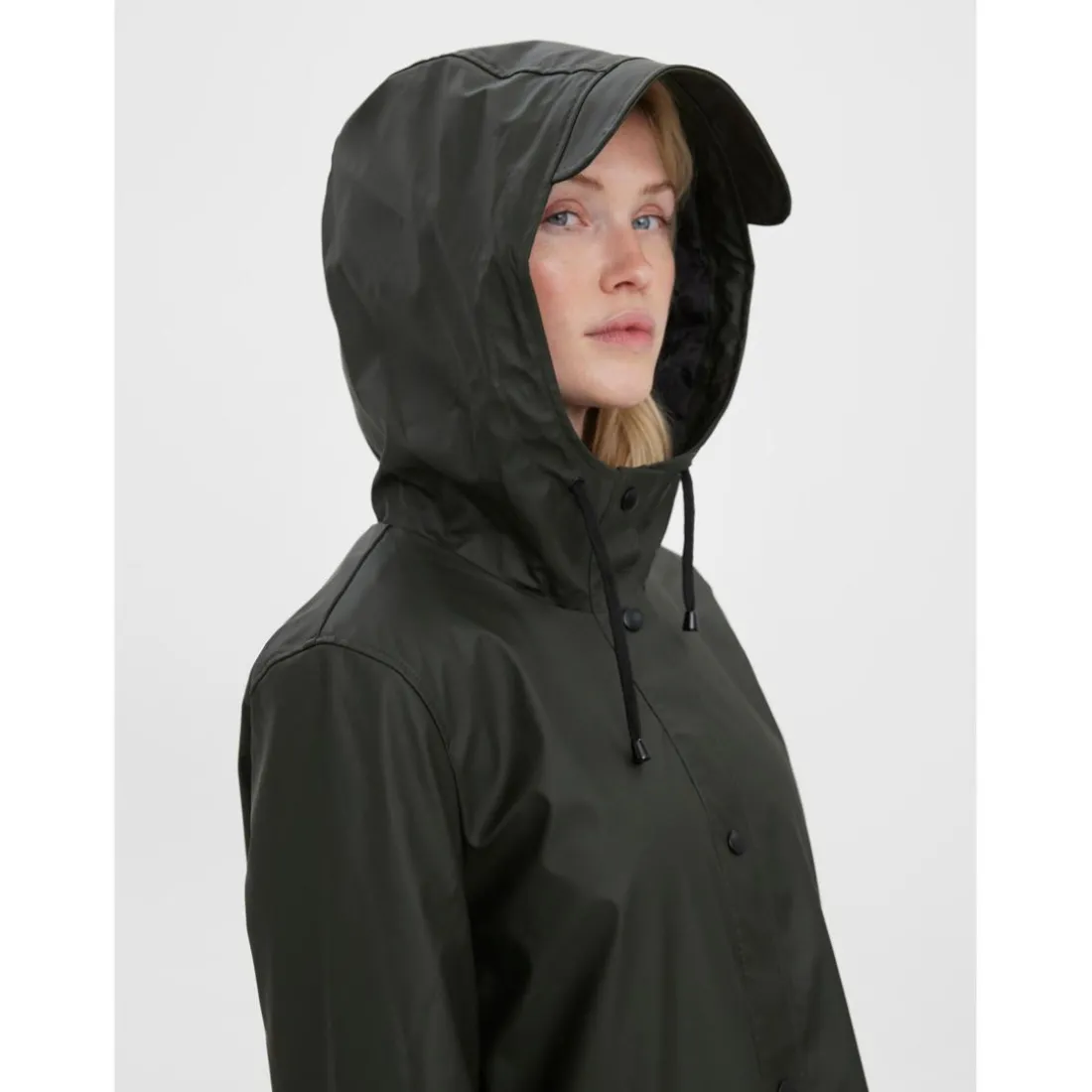 Veste Capuche Au-dessus du genou vert