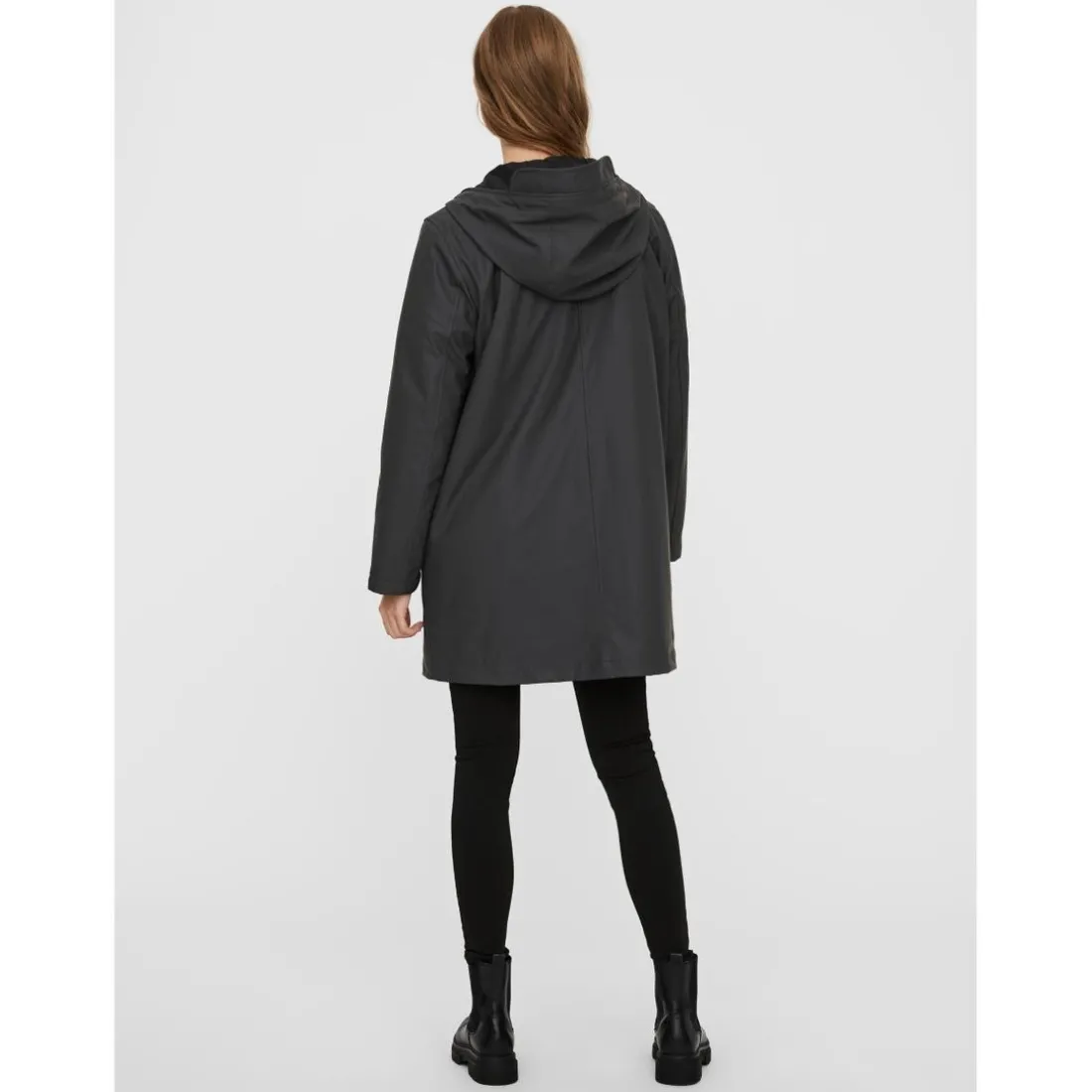 Veste Capuche Au-dessus du genou gris