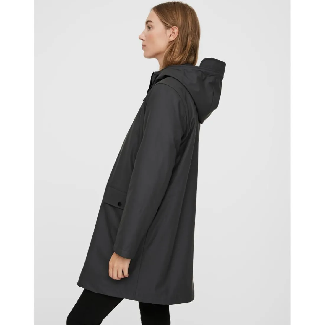 Veste Capuche Au-dessus du genou gris