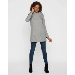 Veste Capuche Manches longues Au-dessus du genou gris