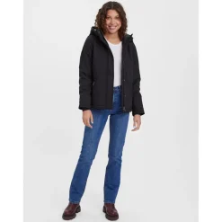 Veste Capuche Manches longues Court noir Mila