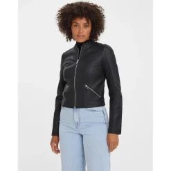 Veste Col haut Manches longues noir en viscose
