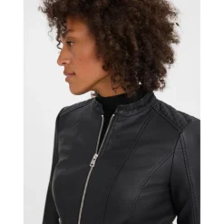 Veste Col haut Manches longues noir en viscose