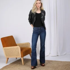Veste croisée zippée manches longues et volant femme - Noir