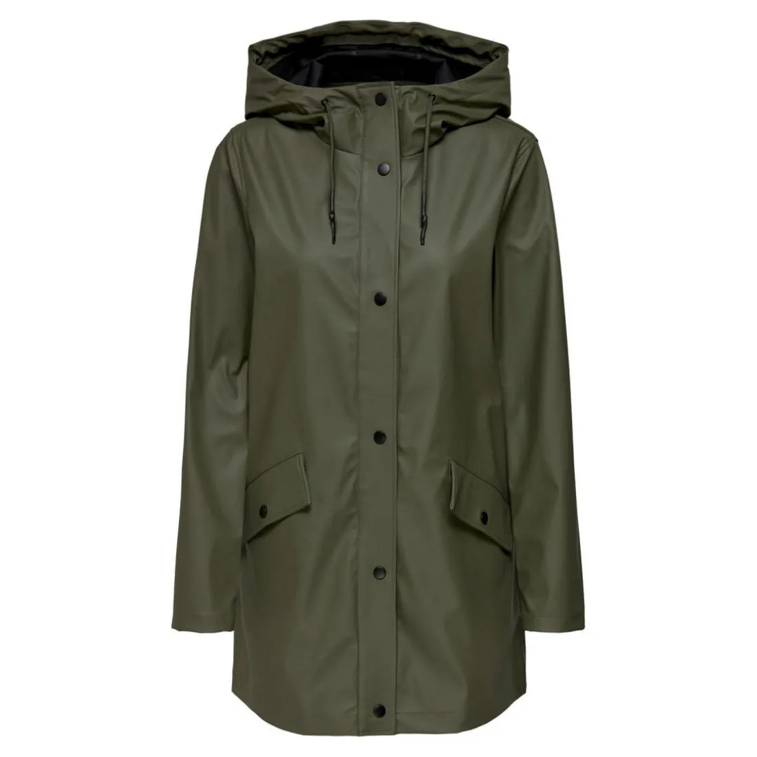 Veste de pluie Imperméable à l'eau Capuche Cordon de serrage à l'ourlet vert