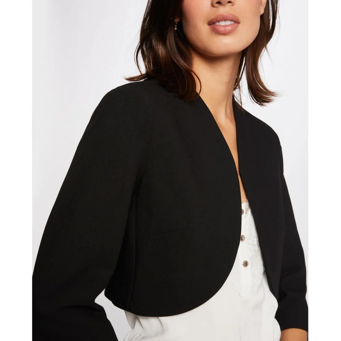 Veste droite manches 3/4 noir