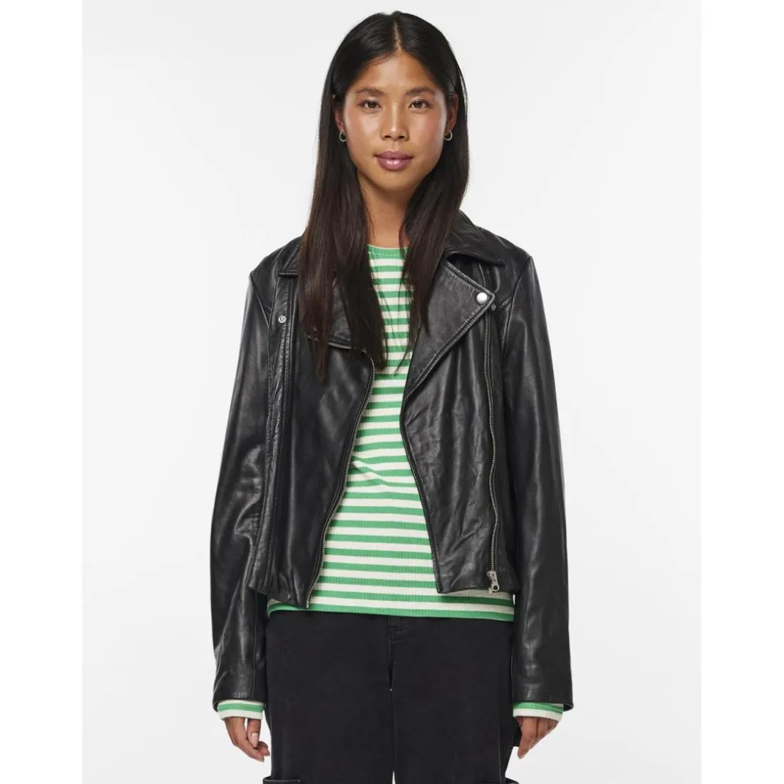 Veste en cuir noir Gia