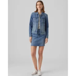 Veste en jean Col en V Manches longues bleu Hope