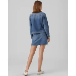 Veste en jean Col en V Manches longues bleu Hope