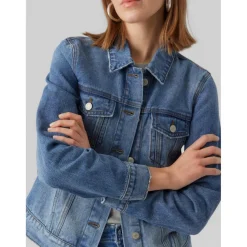 Veste en jean Col en V Manches longues bleu Hope