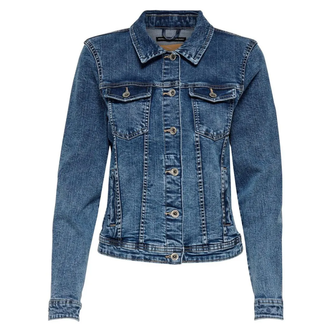 Veste en jean Col italien Manches longues bleu Eve