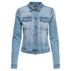 Veste en jean Col italien Manches longues bleu Ivy
