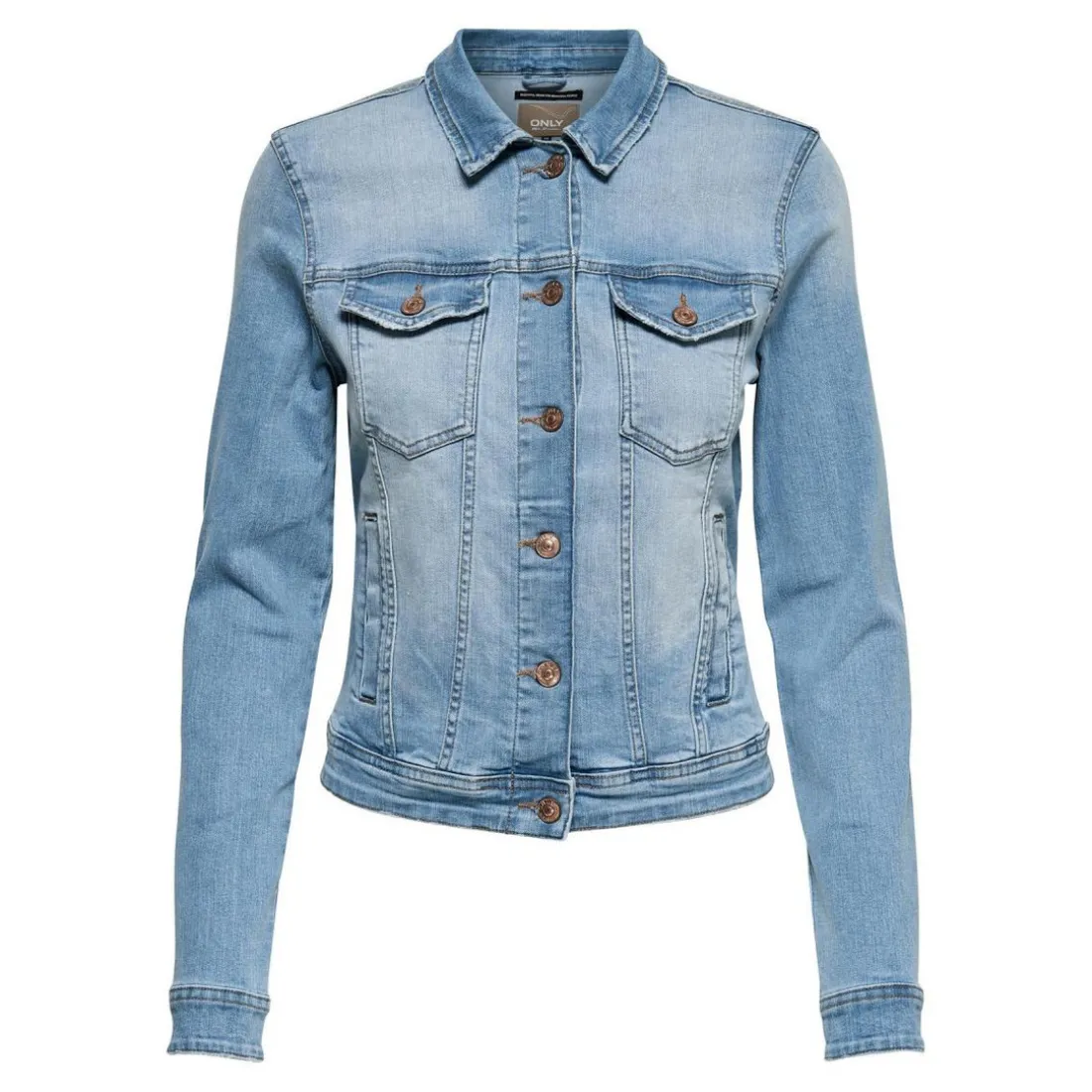 Veste en jean Col italien Manches longues bleu Ivy