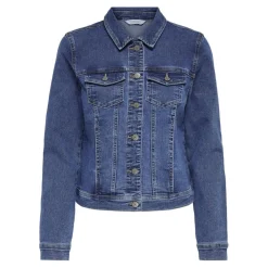 Veste en jean court col italien bleu Cara
