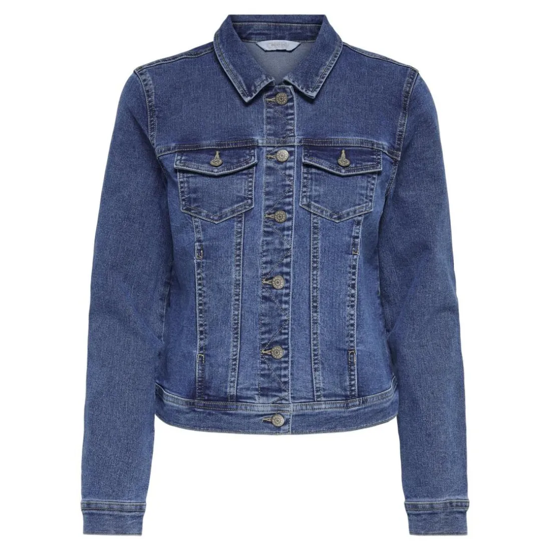 Veste en jean court col italien bleu Cara