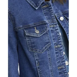 Veste en jean court col italien bleu Cara