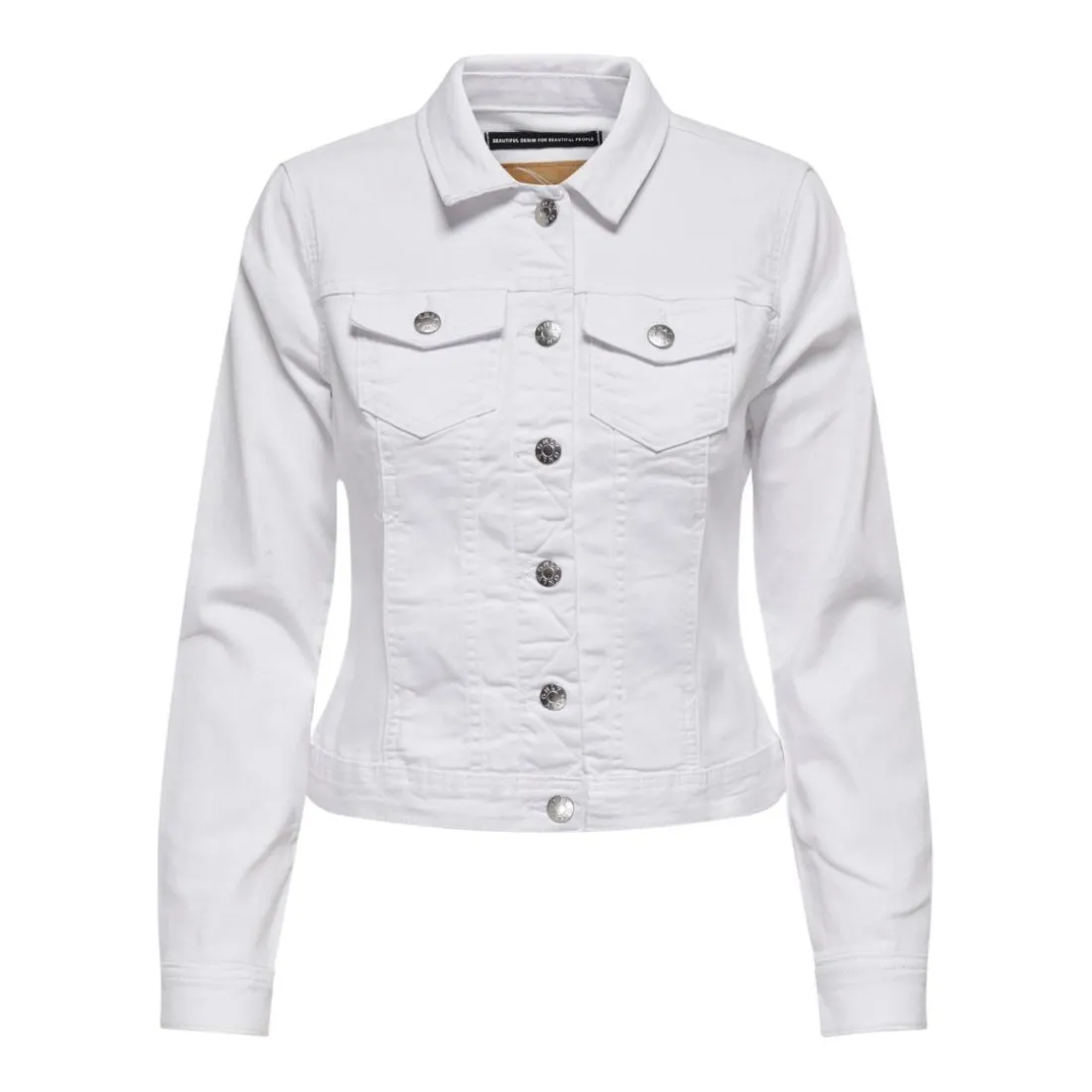 Veste en jean court col italien blanc Demi