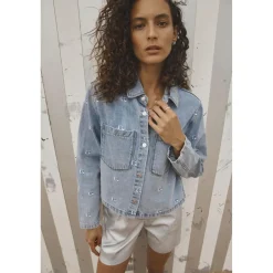 Veste en jeans à broderies monogramme APOLO Emma