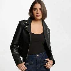 Veste en simili cuir femme Morgan noir