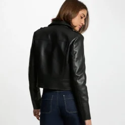 Veste en simili cuir femme Morgan noir
