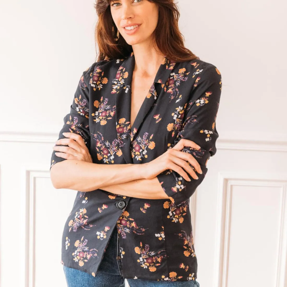 Veste fleurie Iris en viscose
