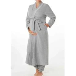 Veste longue grossesse grise Cache Coeur Lingerie en viscose