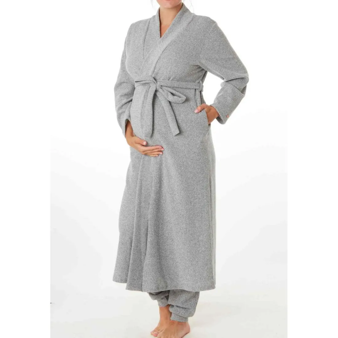 Veste longue grossesse grise Cache Coeur Lingerie en viscose