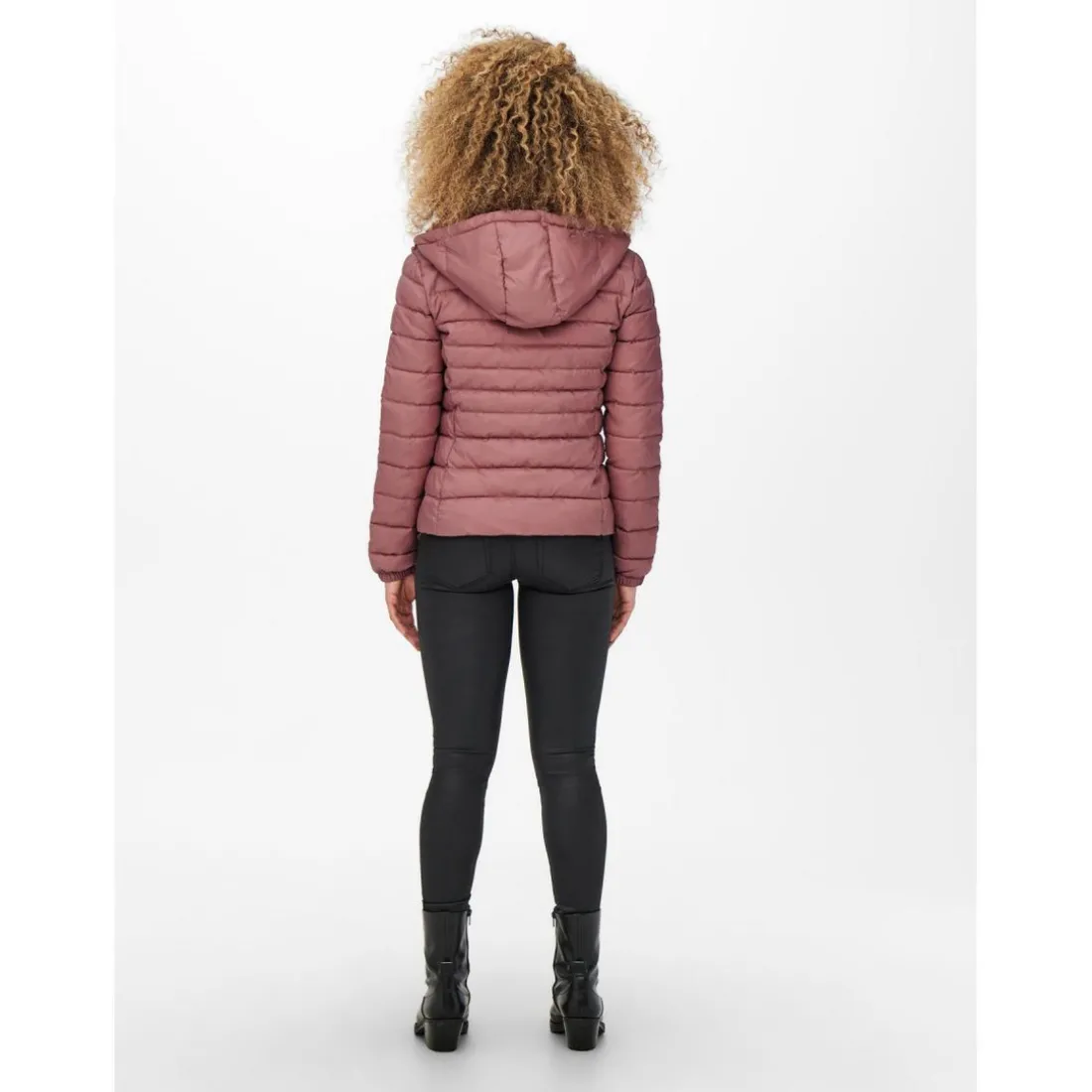 Veste matelassée Col montant haut Manches longues rose en nylon