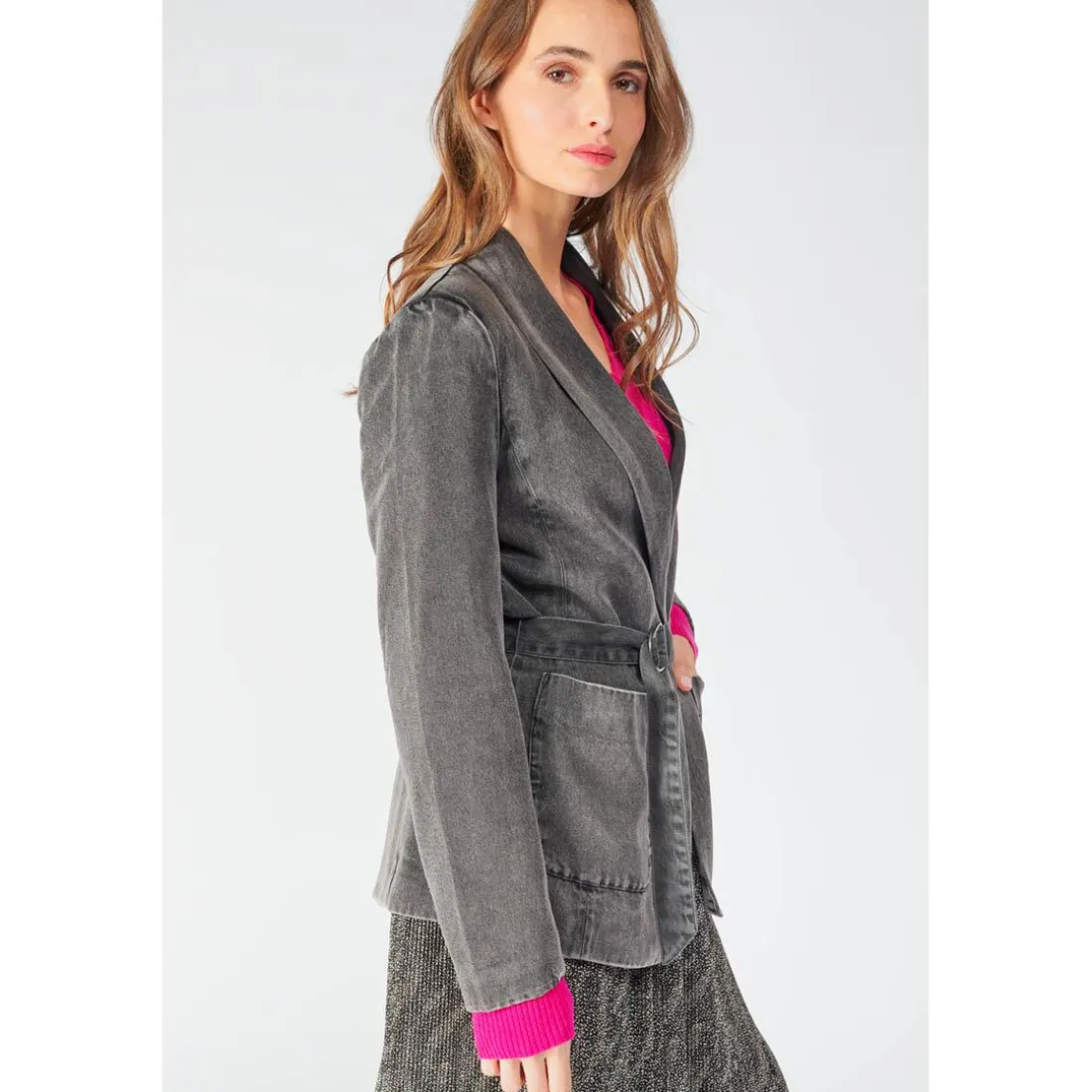 Veste PAOUBI noir en tencel