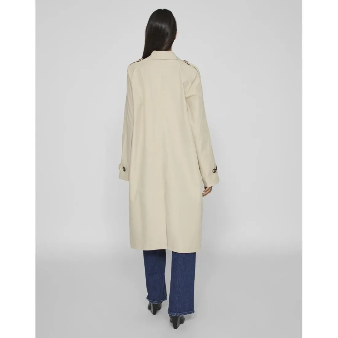Veste poignets à boucle réglable col italien gris clair