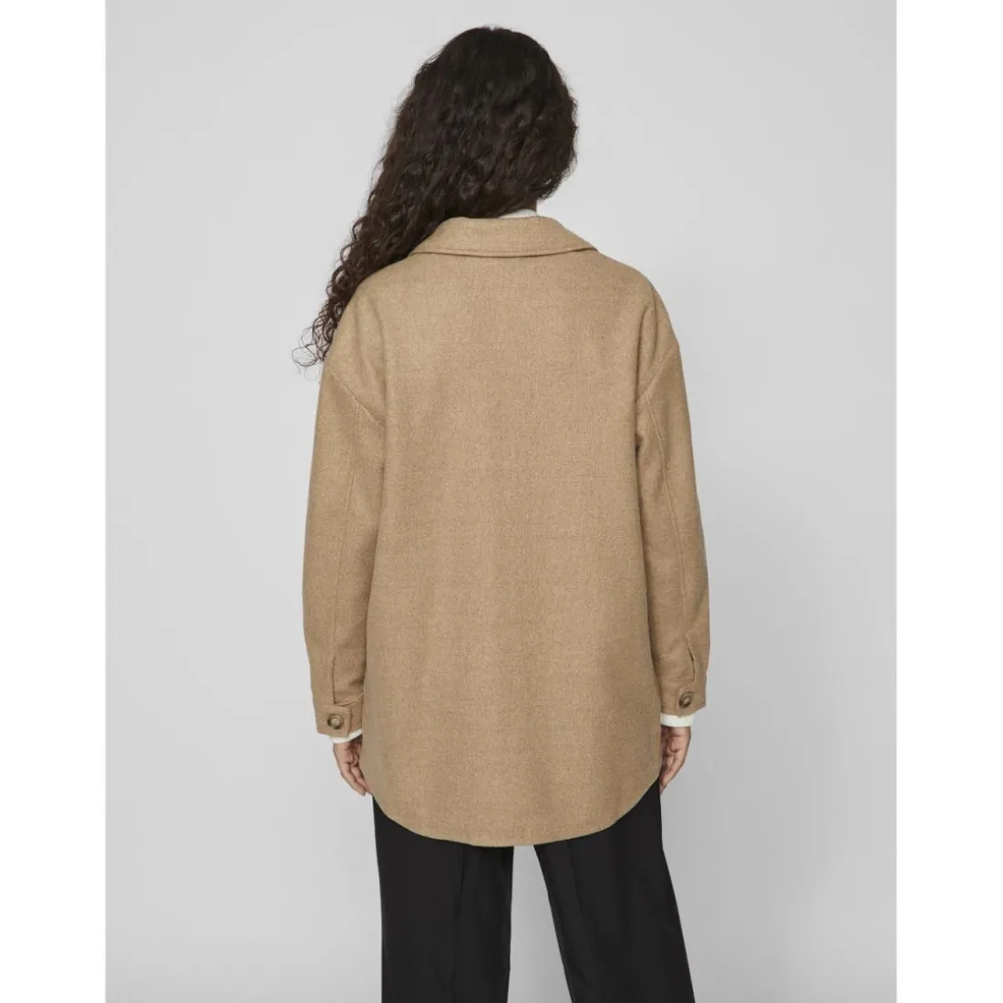 Veste poignets boutonnés col en v marron foncé