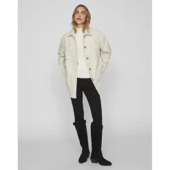 Veste poignets boutonnés col en v marron clair