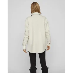 Veste poignets boutonnés col en v marron clair