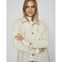 Veste poignets boutonnés col en v marron clair
